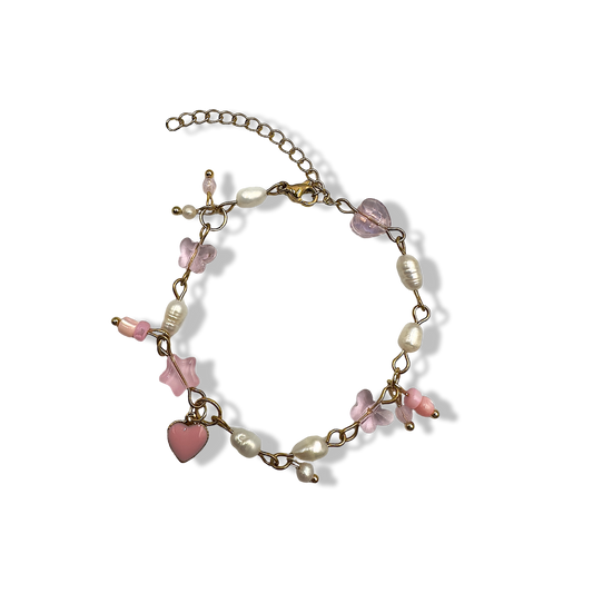 Pretty pinky cute charms bracelet