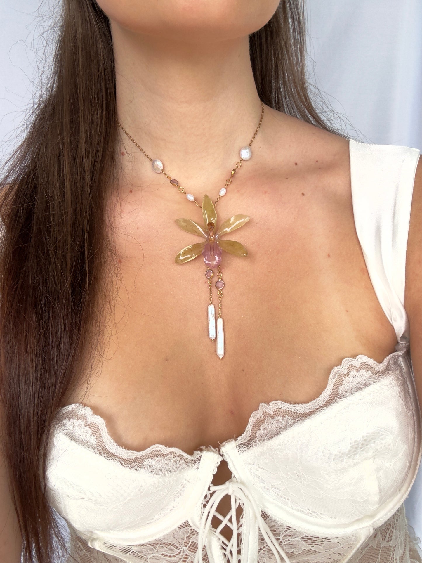 Garden of wishes orchid necklace