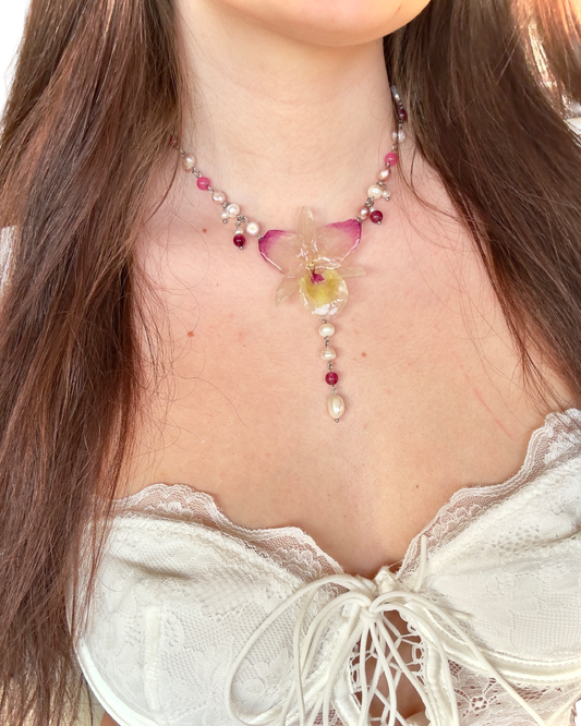 Evening bloom orchid necklace