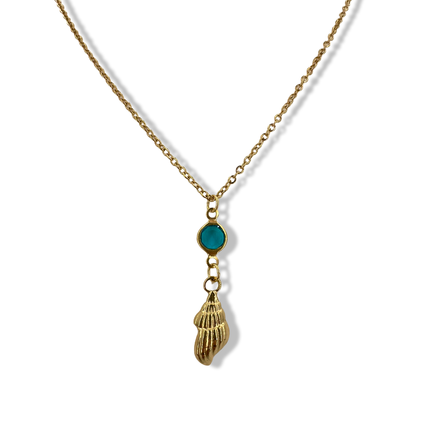 Blue stone shell necklace