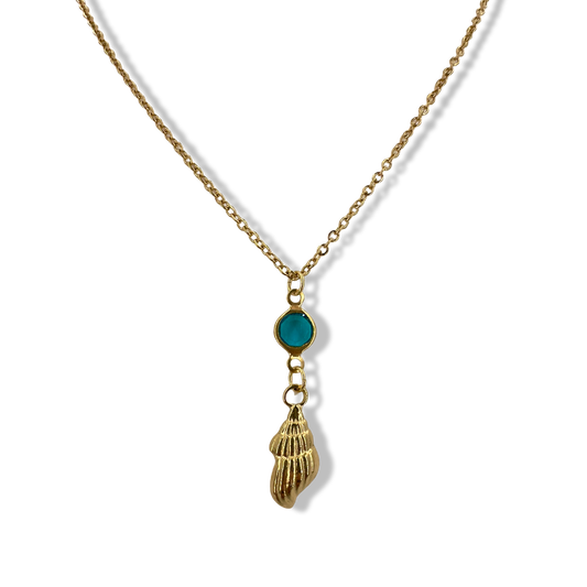 Blue stone shell necklace
