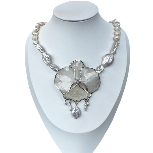 White Heaven pearl orchid necklace