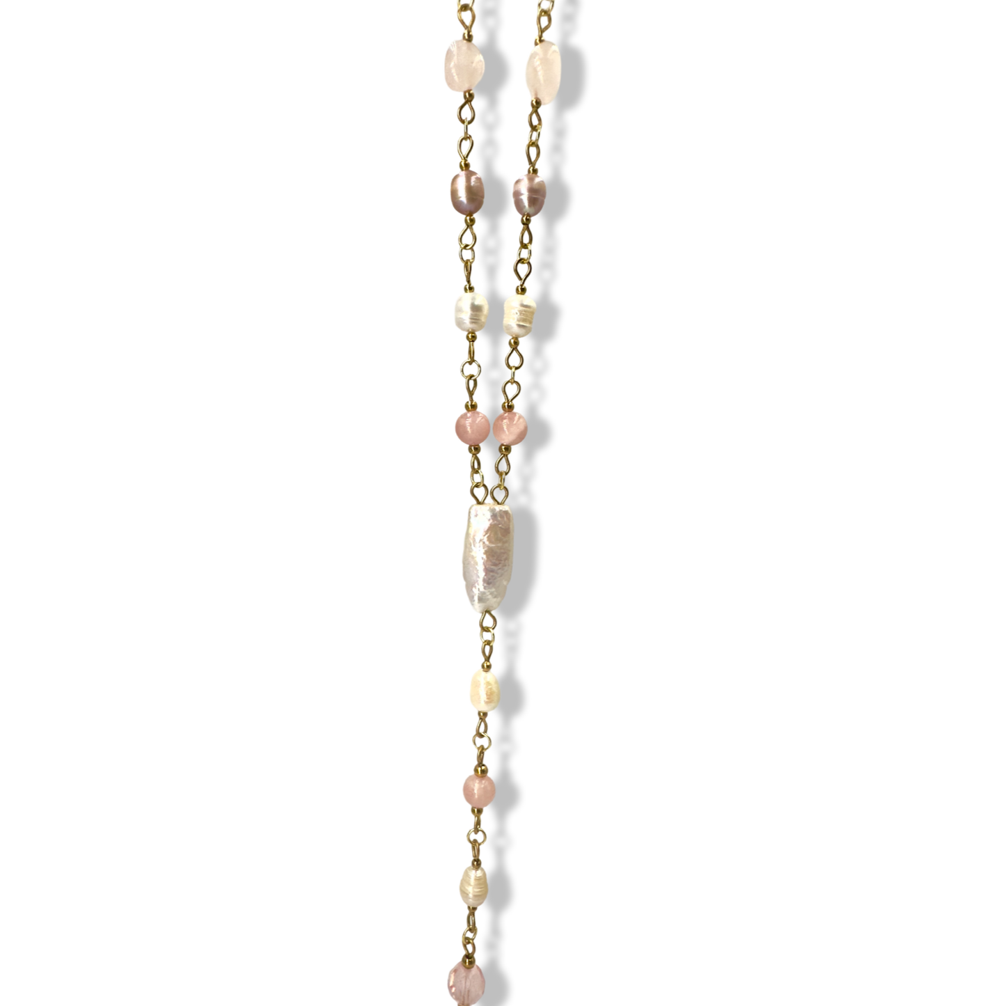 Pinky long pearls necklace