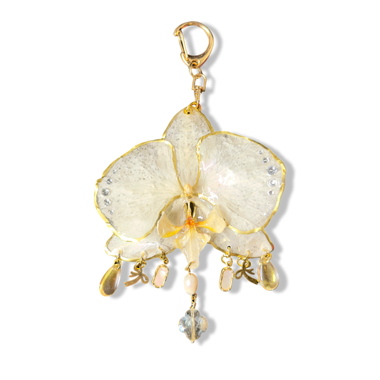 White dreamy charmy orchid bag charm