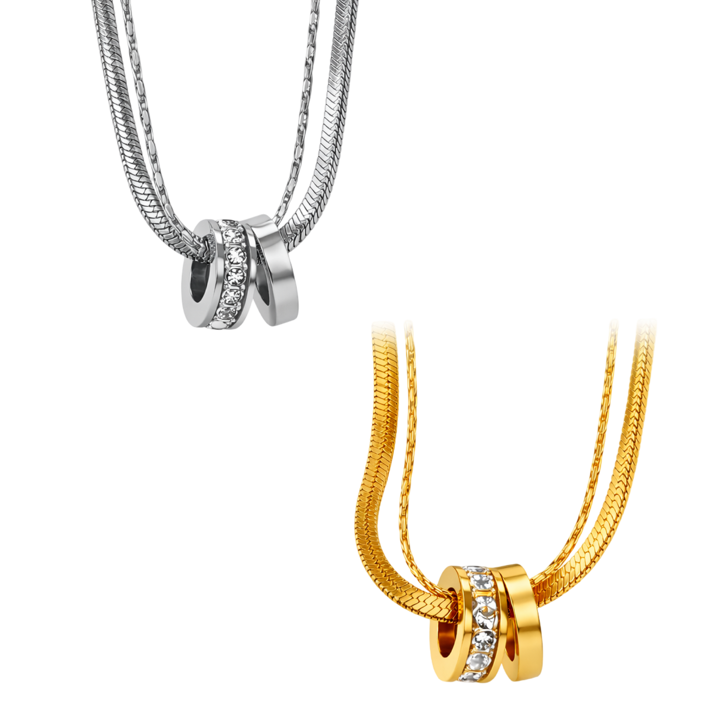 2 circles double necklace