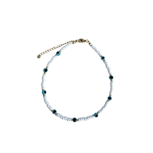 Minimalistic evil eye anklet