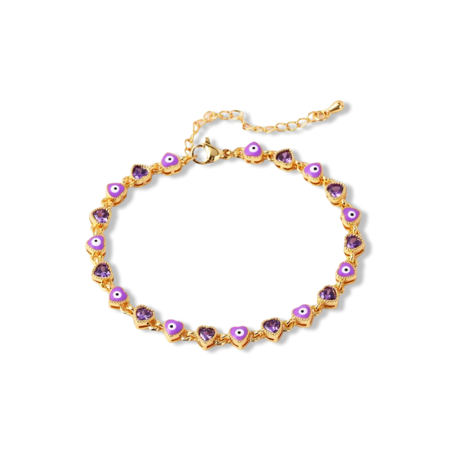 Evil eye shiny heart bracelet
