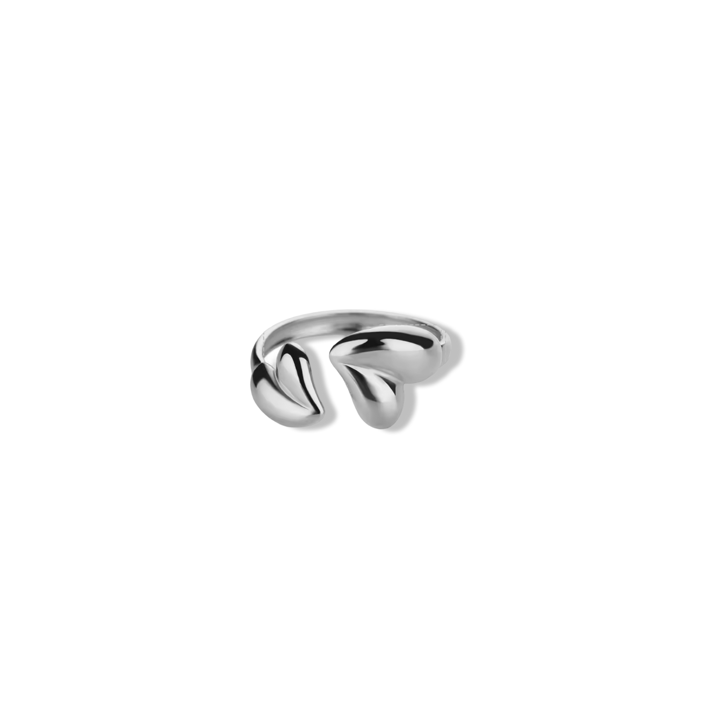 Double hearts hugger ring