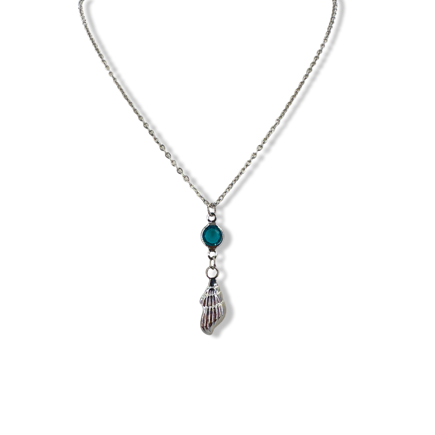 Blue stone shell necklace