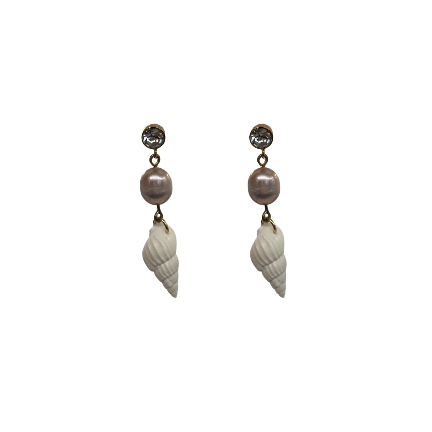 White shells pearl earrings