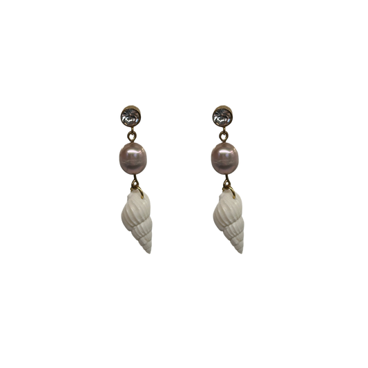 White shells pearl earrings