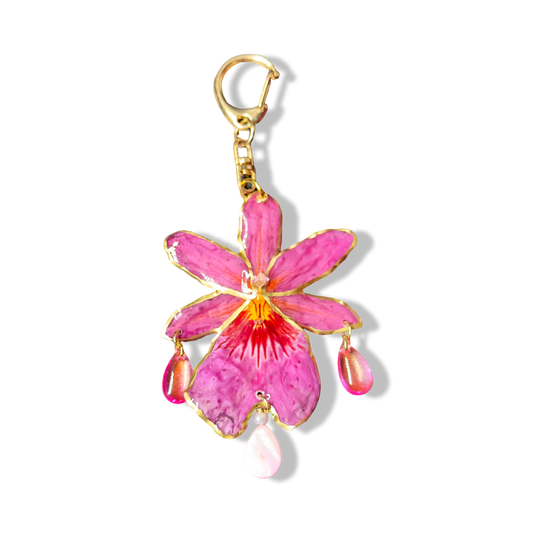 Pinky drops orchid bag charm