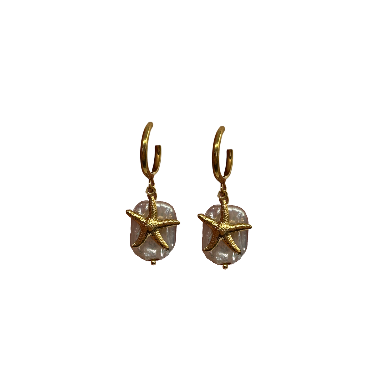 Starfish rectangle hoops earrings