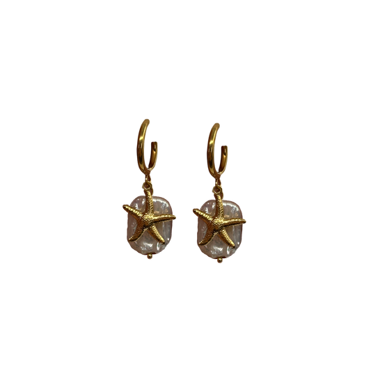 Starfish rectangle hoops earrings