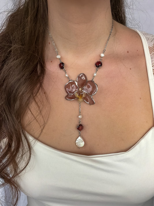 Rosewyn orchid necklace