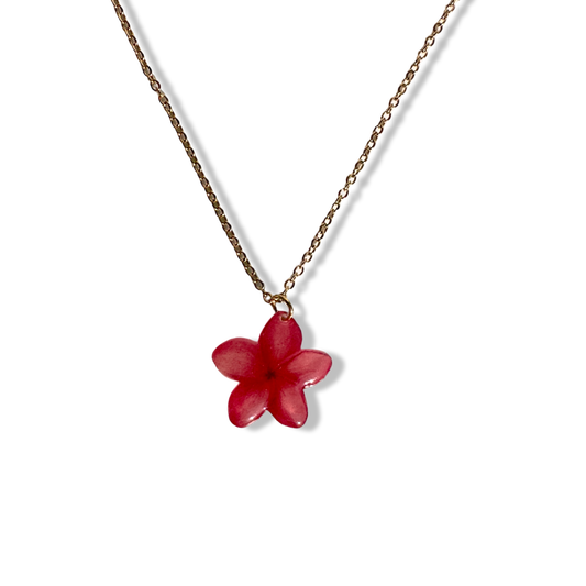 Acrylic plumeria necklace