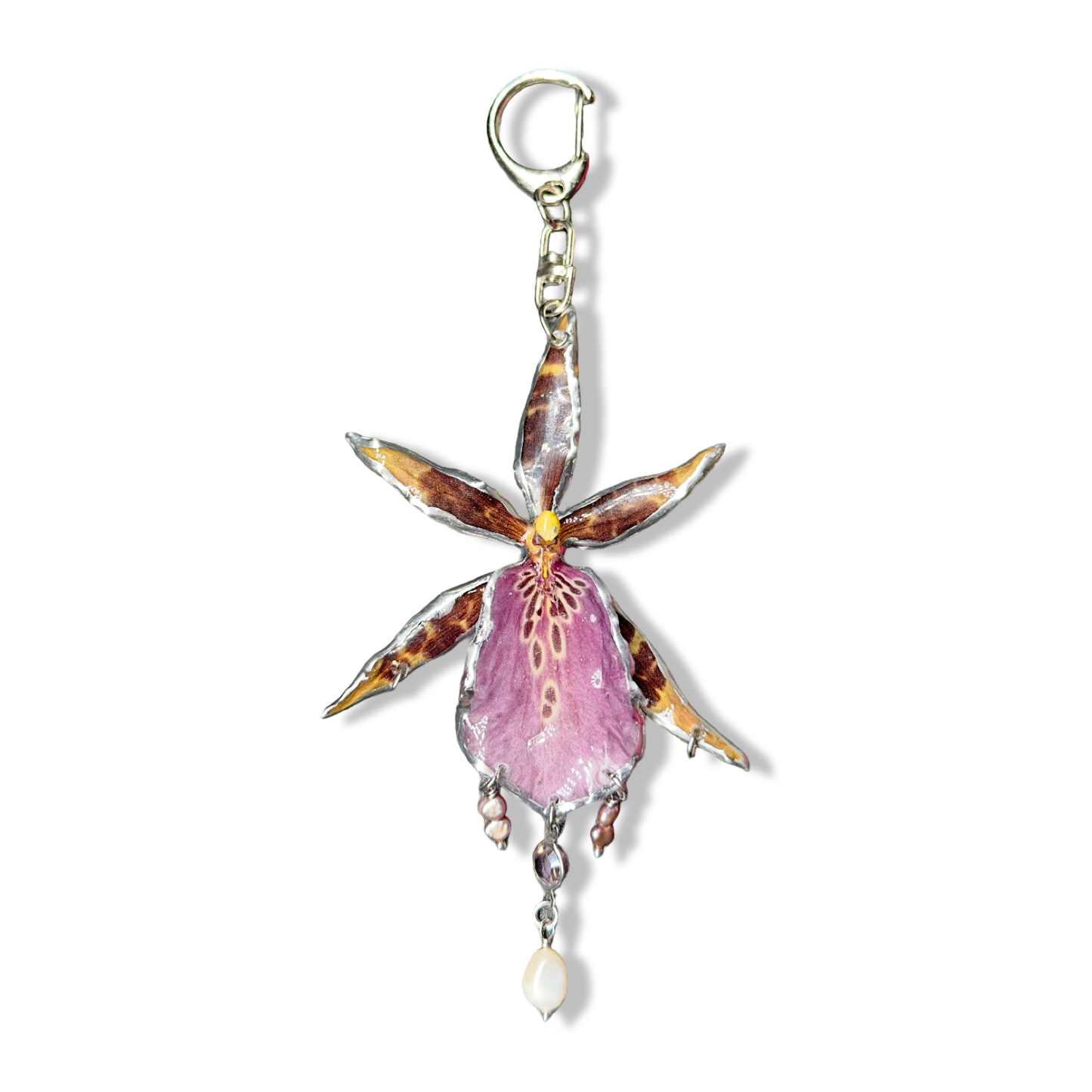 Browny orchid bag charm