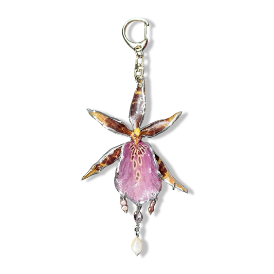 Browny orchid bag charm