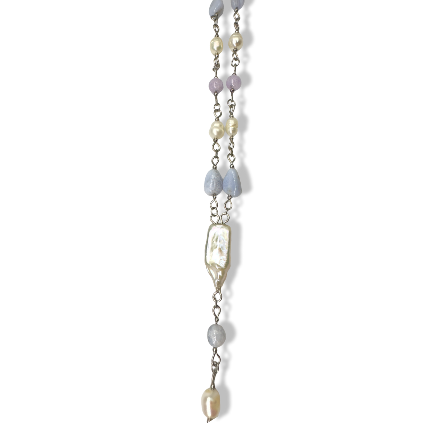 Purple long pearl necklace