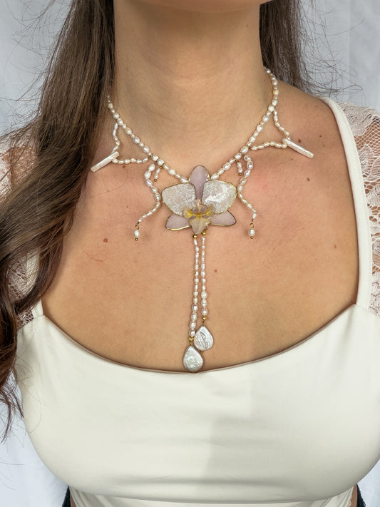 Lunessa pearl orchid necklace