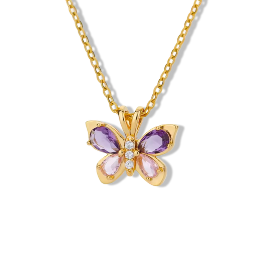 Purple & Pink butterfly necklace